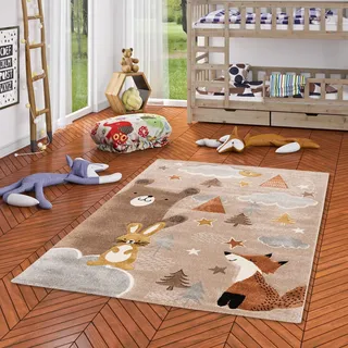 Pergamon Kinder Teppich Maui Kids Fuchs und Bär Braun 80x150cm