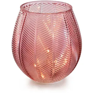 AmeliaHome LED Deko Glas Leuchten Stimmungsbeleuchtung aus Glas Murcia Rosa