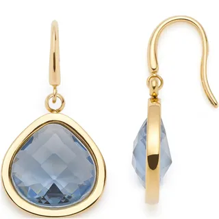 JEWELS BY LEONARDO Ohrhänger Juvinga, 1 Paar Ohrringe aus goldfarbenem Edelstahl, blauer Glasstein in abgerundeter Dreiecksform, Schmuck Damen Geschenk, 024426