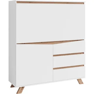 Mid.you Sekretär , Weiß, Sonoma Eiche , Holzwerkstoff , furniert , 3 Schublade(n) Schubladen , eckig , 120x127x38 cm , FSC Mix , Kabeldurchlass, klappbar, Stauraum , Büromöbel, Schreibtische, Sekretäre