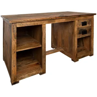 MASSIVMOEBEL24.DE Schreibtisch Mango 140x80x76 natur lackiert RAILWAY #161