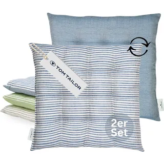 TOM TAILOR 2er Set Sitzkissen Stuhl 40x40cm Blau - Bequeme Stuhlkissen für Esszimmer & Küche - waschbar bis 30°C - Öko-Tex - Sitzauflage für Gartenmöbel, Sitzpolster, Bank, Bürostuhl & Boden