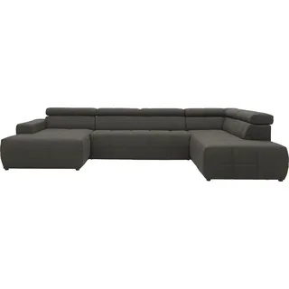 DOMO collection Eckcouch Kunstleder U-Form 3-Sitzer Grau