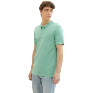 Poloshirt TOM TAILOR DENIM, Herren, Gr. XL, grün (bleeched grün), Single Jersey, Obermaterial: 100% Baumwolle, unifarben, regular fit normal, Rundhals, Bündchen, Shirts Poloshirt, aus reiner Baumwolle und mit Logo-Stickerei