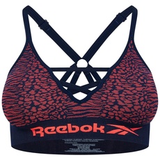 Reebok Damen Seamless Bra in Orange Animal Print mit abnehmbaren Polstern | Unterwäsche für geringe Belastung | Bequem und dehnbar mit Feuchtigkeitsableitungstechnologie