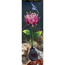HGD Blume mit Schmetterling mit LED, Solar und Farbwechsel, CS57-2260, Rosa, 11,3 x 11,3 x 85 cm