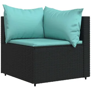 vidaXL Garten-Ecksofa mit Kissen Schwarz Poly Rattan - Schwarz