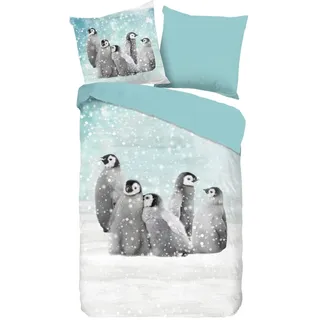 Good Morning Pengu Mehrfarbig Blau 135 x 200 cm + 80 x 80 cm