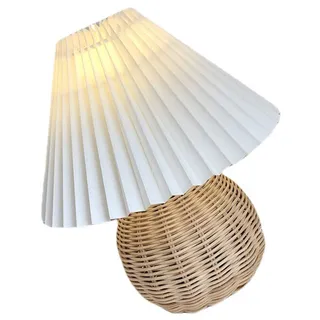 Srliya Falten -Rattan -Tischlampe, Vintage Mini -Lampe für Schlafzimmer, Weiche Beleuchtung, Gute Nachttischlampe für Bett, Wohnzimmer, Lernen Sie ohne Direkten Strahl