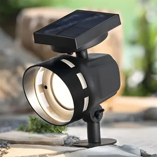 LED Solar Spot Solarstrahler für Außen, Gartenstrahler, Solarlampe, Gartenleuchte warmweiß mit Erdspieß - Schwarz