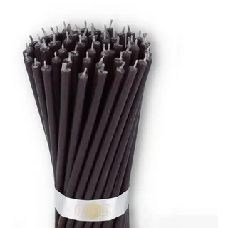 Danilovo Reine Bienenwachskerzen – tropffrei, rauchfrei, hohe, dünne Spitzkerzen – dekorative Kerzen für Kirchgebet, Deko oder Geburtstagskerzen – Honigduft Kerzen – 16 x 0,5 cm (Schwarz, 50 Stück)