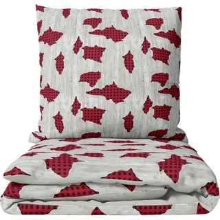 HOME ELEMENTS Leinen inklusive Mikroflanell für Einzelbetten, Patches - Schwarz