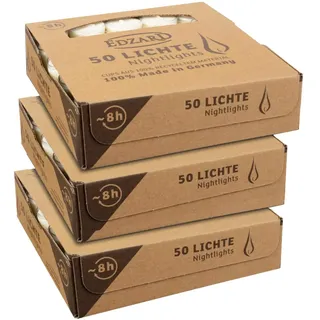 EDZARD 150 Stück Teelichter, weiß (ø 38 mm, 8 Stunden Brenndauer) aus Paraffin, ohne Duft, Acryl Cup - Nightlights, Teelichte für Teelichtglas, ideal für die Dauerkerze Cornelius von Edzard