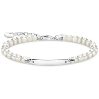 THOMAS SABO Damen Armband Weiße Süßwasserzuchtperlen und Gravur-Steg aus 925er Sterlingsilber, Gr. 16cm-19cm, A2042-082-14-L19V