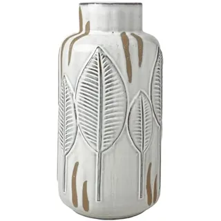 Mikasa Keramikvase mit geprägten Blättern, Weiß und Beige, 13 x 13 x 27 cm