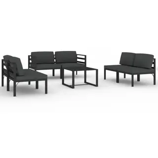 vidaXL 7-tlg. Garten-Lounge-Set mit Kissen Aluminium Anthrazit - Grau