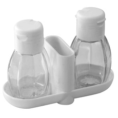 FACKELMANN Menage Salz- und Pfefferstreuer mit Zahnstocherbehälter, Glas, Weiß, 55 x 55 x 25 cm, 3-Einheiten, 47310
