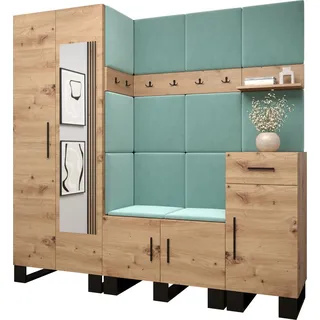 Garderobe ARTIN Set 13 mit gepolsterten Paneelen Industrial Design - Braun