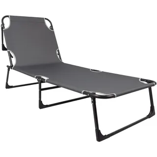 Avilia Sonnenliege mit Rückenlehne und Kissen für den Garten – ergonomischer Sonnenliege – 173 x 56 cm – Grau