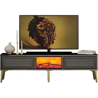 TV Sideboard Dekokamin Elektrokamin Wohnzimmerschrank Funktional Modern - Grau