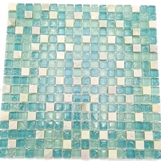 Armena 310158KS36 1qm Naturstein Mosaikfliesen und Glasfliesen in Blau und Weiß gemischt Mosaikgröße 15x15mm KS36