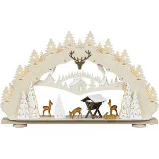 Lichterbogen Rehe im Wald el. Beleuchtung natur BxHxT 66x39x12cm NEU