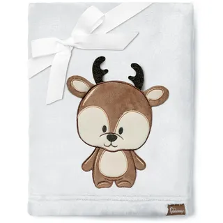 Be Mammy Warme Kuscheldecke Babydecke Blanket Baby Geschenk BE20-168 (Hellgrau - Hirsch)