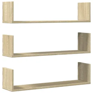 vidaXL Wandregalset 3-teilig 80/18/18 cm aus Holzwerkstoff Sonoma-Eiche Max. Belastbarkeit 5 Kg , Sonoma Eiche , Strukturbuche , Rechteckig , 80x18x18 cm , Wohnzimmer, Regale, Wandregale