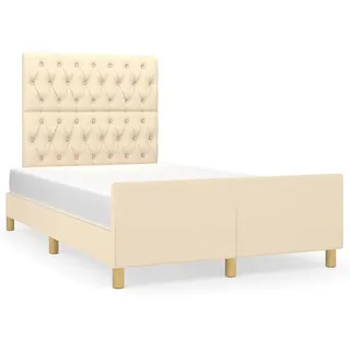 vidaXL Bettgestell ohne Matratze Creme 120x200 cm Stoff - Creme
