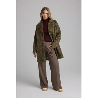 MANISA Fellimitatmantel mit Animal-Print und Reverskragen, leo