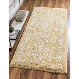 Myflair Temara Shag Hochflorteppich 79 x 305 cm Gelb/Elfenbein