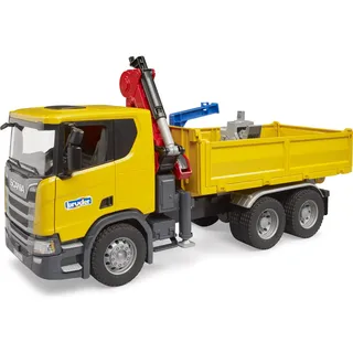 Bruder 03551 - Scania Super 560R Baustellen-LKW mit Kran und 2 Paletten mehrfarbig 1:16
