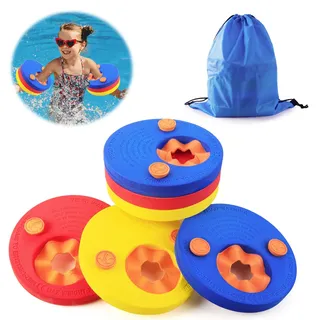 Schwimmscheiben Kinder 6Pcs Schwimmen Float Discs mit Aufbewahrungstasche Arm Schwimmplatte Eva Rund Delphin Schwimmscheiben Geeignet für Junge Mädchen im Alter von 3-6 Jahren Schwimmen zu Lernen