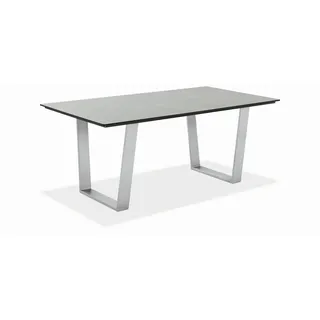 Niehoff Garden Gartentisch , Grau, Edelstahlfarben , Kunststoff , Betonoptik , rechteckig , Kufe , 95x76x180 cm , wetterbeständig , Gartenmöbel, Gartentische, Gartentische