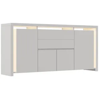 EuroLiving Sideboard hochglanz weiß, 4 Türen, 2 Schubladen, LED-Beleuchtung, modern , Weiß , Holz , 160x75x35 cm , Kleinmöbel, Kommoden, Sideboards