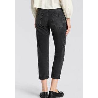 Boyfriend-Jeans HERRLICHER "Shyra Tap Denim Black Light", Damen, Gr. 31, N-Gr, grau (crow), Denim/Jeans, Obermaterial: 98% Baumwolle, 2% Elasthan, 7/8-Länge, Jeans Boyfriend-Jeans, mit halb verdeckter Knopfleiste