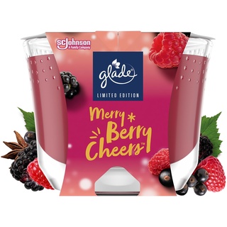 Glade (Brise) Langanhaltende Duftkerze im Glas, Merry Berry Cheers, bis zu 30 Stunden Brenndauer, 4er Pack (4x224 g)