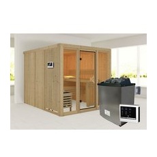 KARIBU Sauna »Nomme«, BxHxT:216 x 198 x 234 cm, lichtgrau - beige