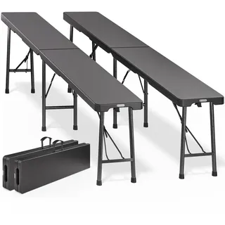 Bierbank 2er-Set Anthrazit Kunststoff 180cm
