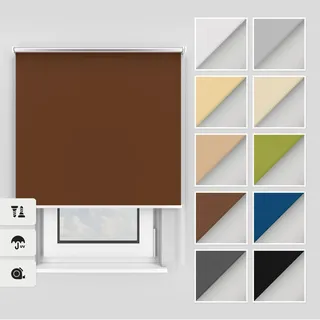 Estika Thermo rollos mit Bohren 85x150 cm Farbe: Braun, Verdunklungsrollo Deckenmontage und Wandmontage, Thermorollo hitzeschutz, Jalousien Fenster