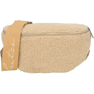 Fritzi aus Preußen Fritzi Bum Bag Medium Limited Teddy Gürteltasche Crossbody Tasche Veganer Teddy-Look Kuschelweiches Fellimitat Damen Bauchtasche mit Webbing-Gurt und Reißverschluss 16 x 34 x 11,5 cm, Beige