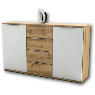 SchlafKONTOR Kombikommode Capri 150 x 90 x 38 cm Weiß