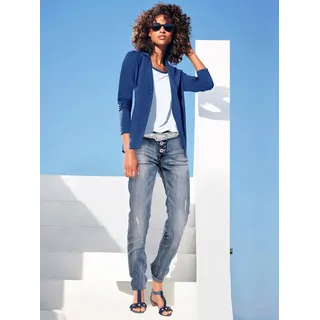 Jerseyblazer HEINE "Jersey-Blazer", Damen, Gr. 40, blau (royalblau), 100% Baumwolle, Blazer Jerseyblazer