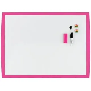 NOBO Kleines Magnetisches Whiteboard, Farbiger Rahmen, Wandmontage, Inklusive Passendem Zubehör, Zuhause/Büro, 585 x 430 mm, Pink, 2104177