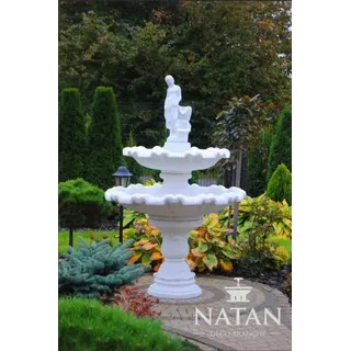 Zierbrunnen Springbrunnen Figur Brunnen Dekoration Garten Fontaine Teich197cm - Weiß