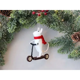 Weihnachtsbaum-Schmuck Maus aus Filz Weihnachtsdeko Baumschmuck Weihnachten Deko, Variante:Maus auf Roller