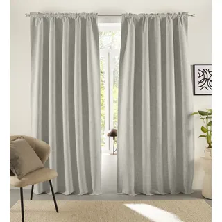 LeGer Home by Lena Gercke Verdunkelungsvorhang »Marusha« Stangendurchzug 1 Stk. tlg. Verdunkelnder Vorhang, blickdicht, Leinenoptik, robuste Haptik, Thermo, beige
