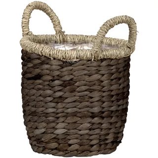 Scheurich Wasserhyazinthe 26, Korbgefäß/Korb-Pflanzgefäß/Korbtopf mit Griffen aus Wasserhyazinthe Farbe: Brown, 26 cm Durchmesser, 23 cm hoch, 10,6 l Vol.