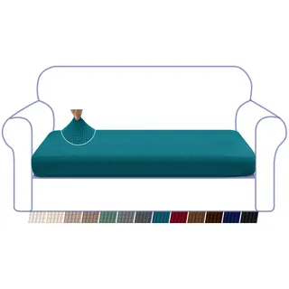 Granbest High Stretch Sofa Sitzkissenbezug Superweicher Sofa Sitzbezug Sitzkissenschutz Jacquard Spandex Stoff mit Elastischer Unterseite(3 Sitzer,Blaugrün)