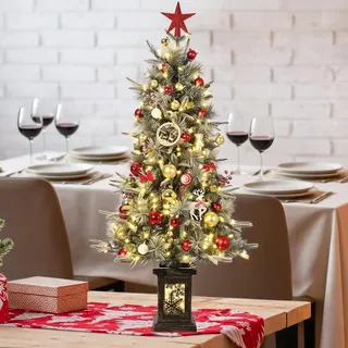 GarveeLife Künstlicher Weihnachtsbaum 125cm – Schnee-Effekt, 150 LED warmweiß & bunt, 9 Modi, PVC Zweige, klassisch Schneeflocken-Lichtbasis, für Haus & Büro, inkl. 4ftH Frost Tree, Dual Color 8 Modi,